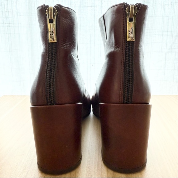 Stuart Weitzman brown leather block heel ankle boots - size 7 - Picture 5 of 6